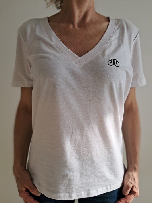 T-SHIRT col en V Femme White