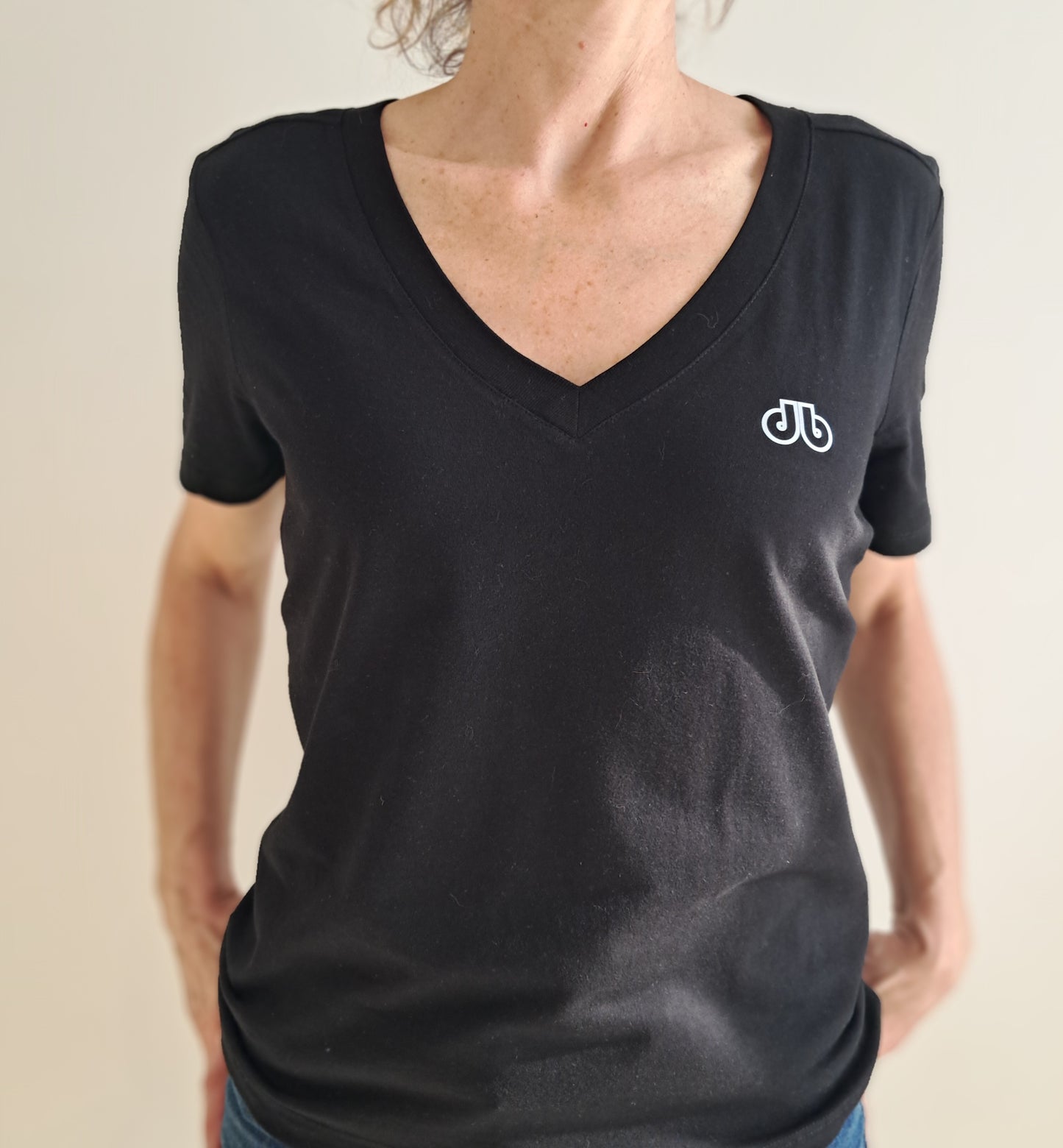 T-SHIRT col en V Femme Black